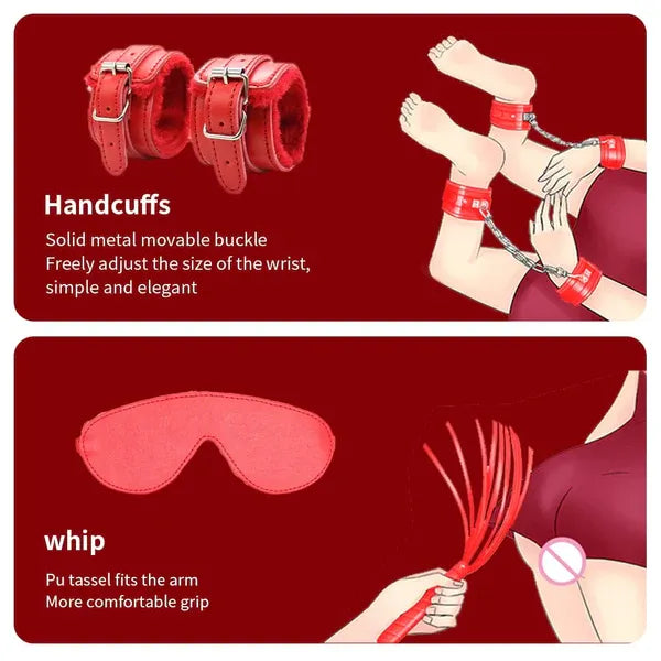 7 pcs set of Erotic Handcuffs Rope Sex Toys for Couples