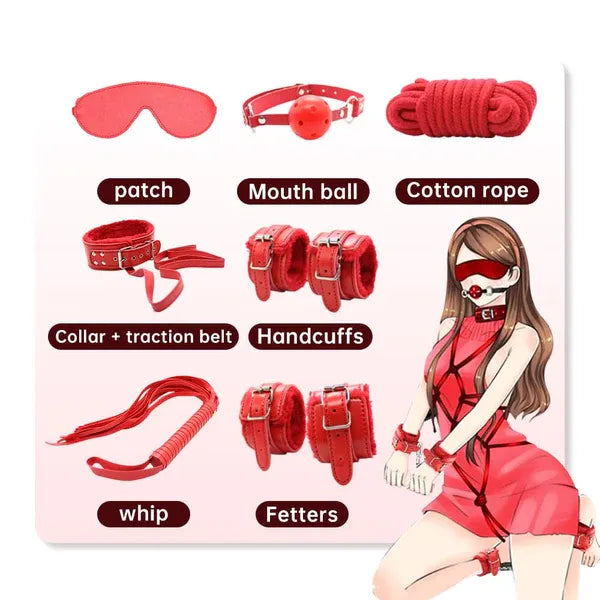 7 pcs set of Erotic Handcuffs Rope Sex Toys for Couples