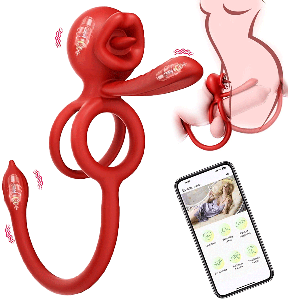 💥2026, Sensiring - 3-in-1 Vibrating Cock Ring With Tongue Licking Stimulator & App Control