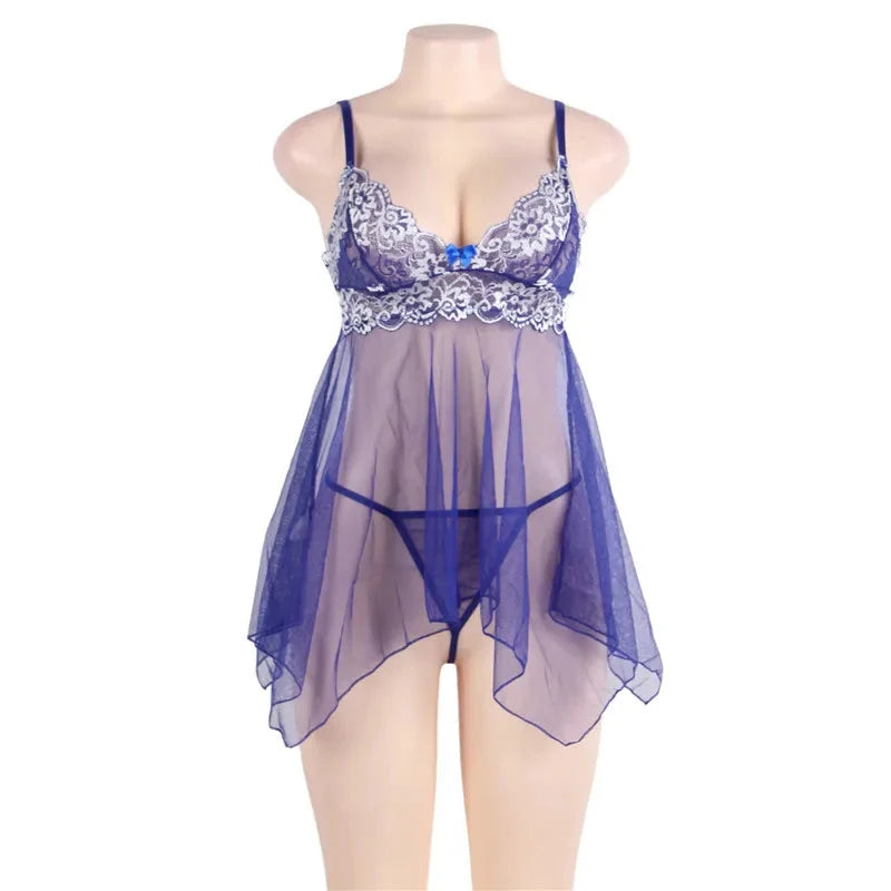 EdenMates™ Plus Size Sheer Blue Babydoll