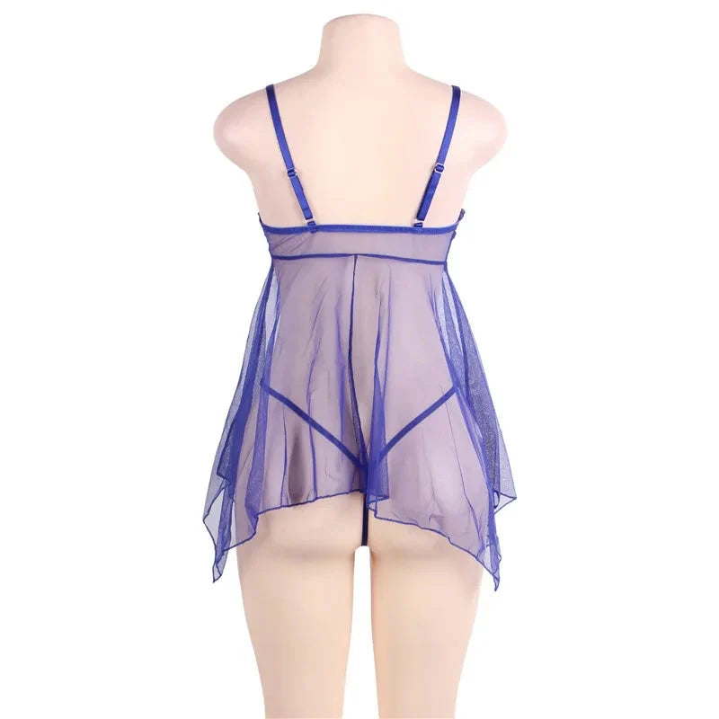 EdenMates™ Plus Size Sheer Blue Babydoll