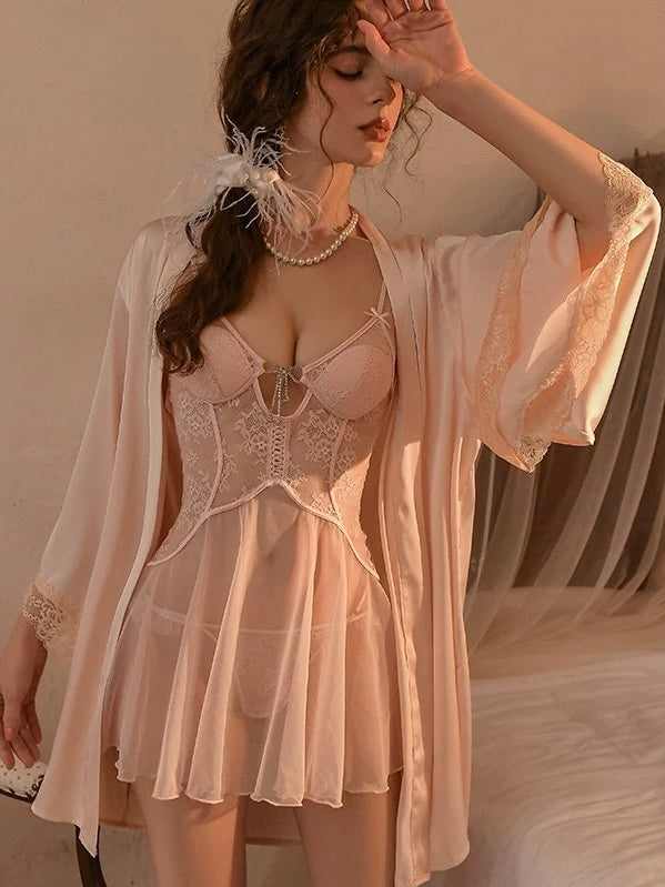 Myra Sheer Mesh Babydoll - Pink