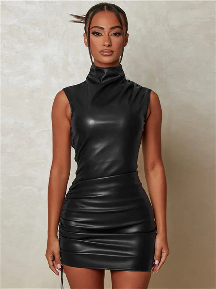 Leather Mini Dress Lacy0301 Home