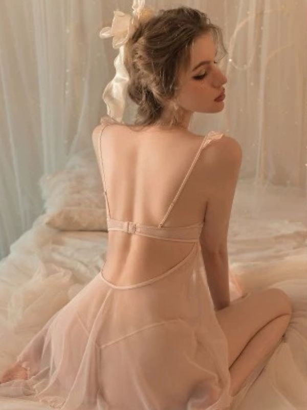 Pearly Sheer Babydoll - Pink