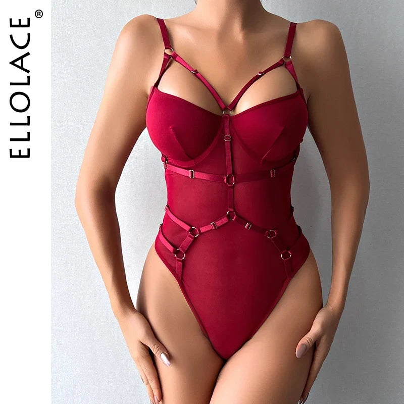 Lace Bodysuit With Garter See Through Bodycon Tops Mesh Seamless One Piece Fantasy Elegant Sexy Lingerie Teddy