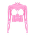 Glossy Leather Crop Top Lacy