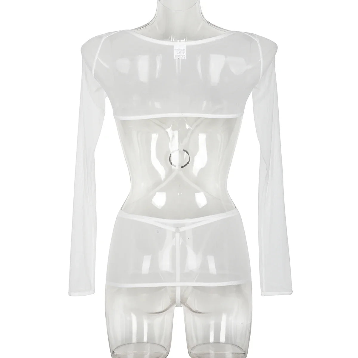 Sensual Lingerie Transparent Babydoll Sheer Mesh Cutout Waist Dress Hot Porn Outfit Uncensored Tulle Erotic Costume