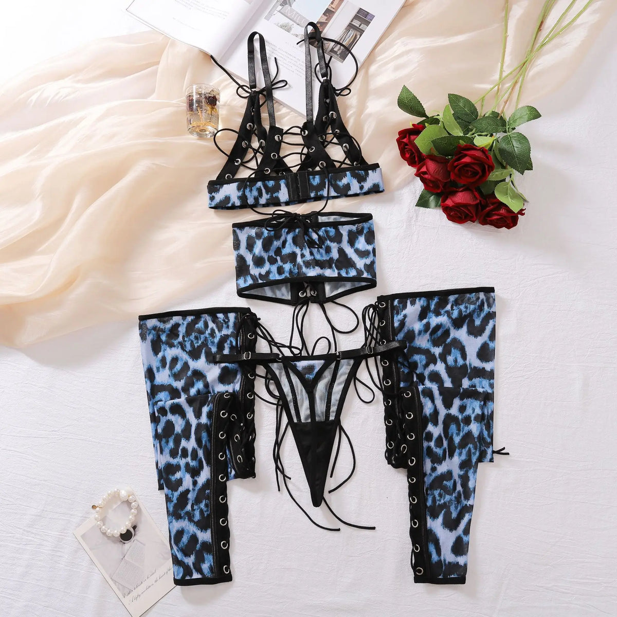 Ellolace Erotic Porn Leopard Lingerie Threads Perforated Underwear Women Fetish Naked Sissy Excited Sexy Hot Costume Uncensored