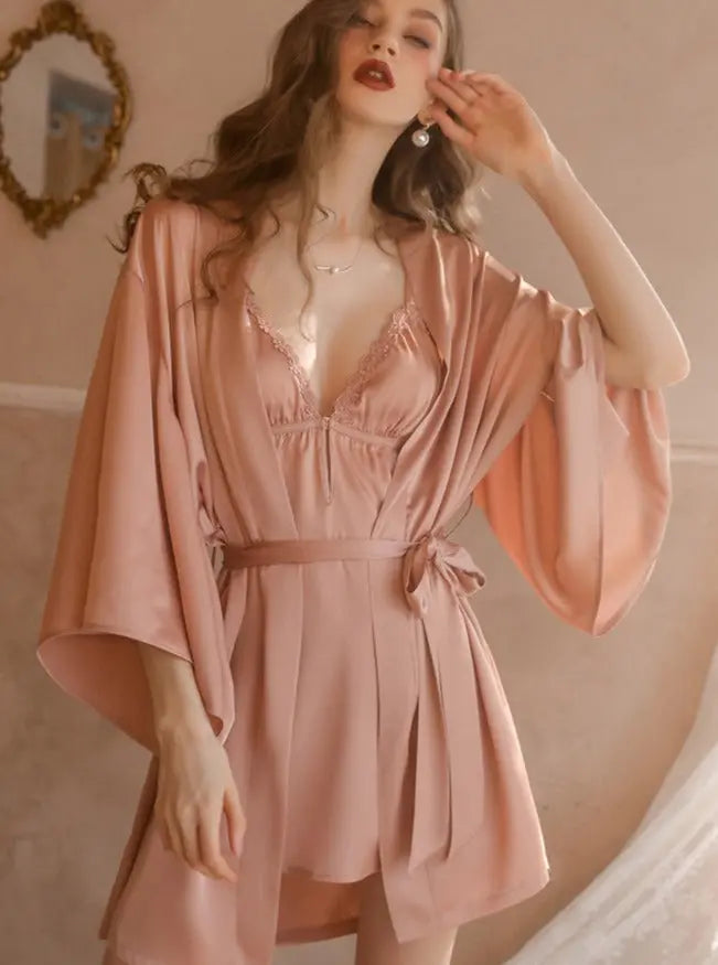 LacyNighty™ Model CH241 CINOON Chemise and Robe Set